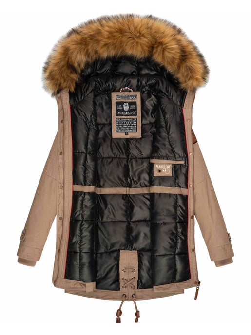 Marikoo Damen Winterjacke mit abnehmbarem Kunstfellkragen & Taillenzug - Image 6