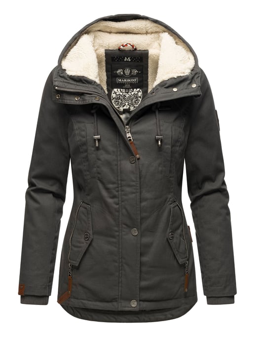Marikoo Damen Winterjacke mit Teddyfell-Innenfutter & Kapuze - Image 1