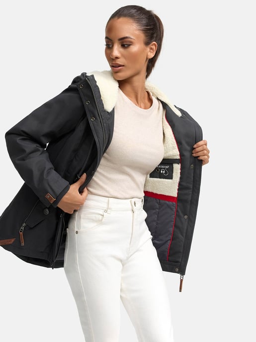 Marikoo Damen Winterjacke mit Teddyfell-Innenfutter & Kapuze - Image 6