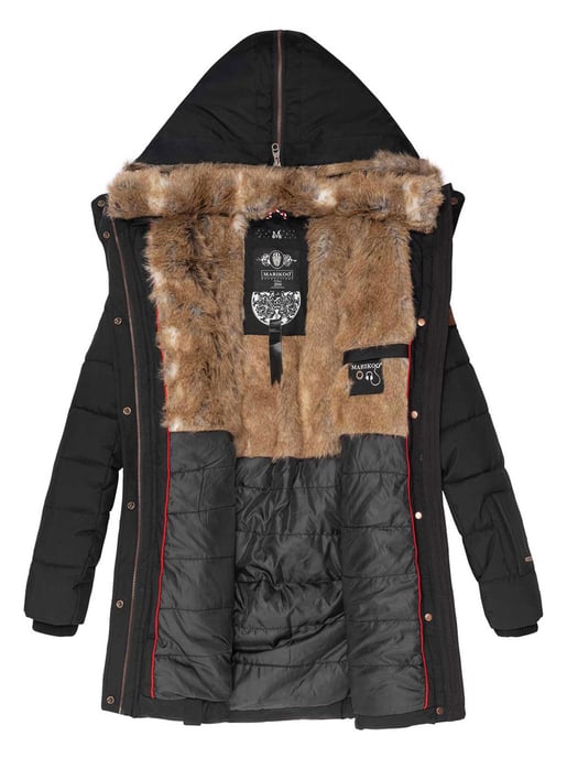 Marikoo Damen Winterjacke mit Kapuze & Kunstfell-Innenfutter - Image 5