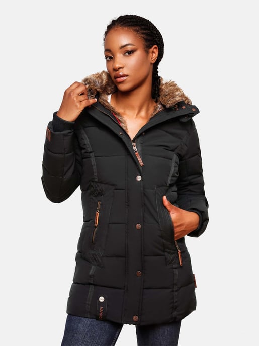 Marikoo Damen Winterjacke mit Kapuze & Kunstfell-Innenfutter - Image 6
