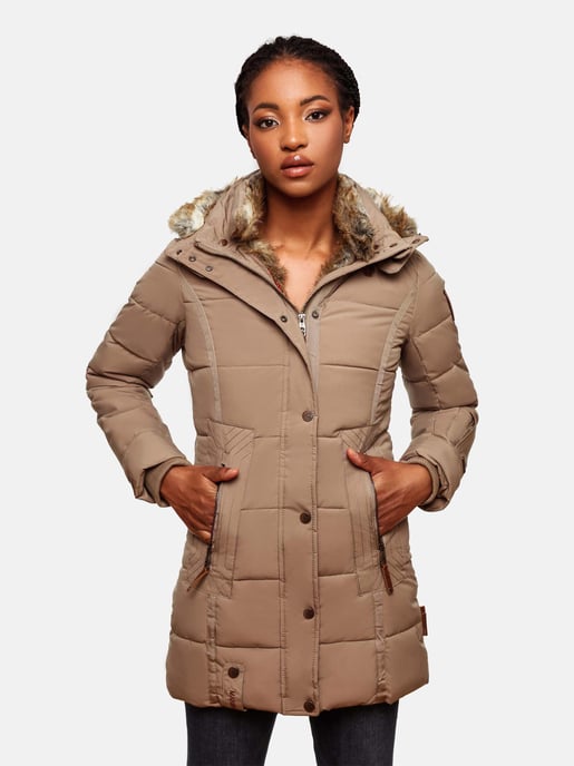 Marikoo Damen Winterjacke mit Kapuze & Kunstfell-Innenfutter - Image 6