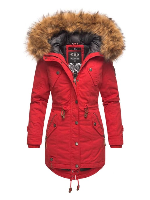 Marikoo Damen Winterjacke mit abnehmbarem Kunstfellkragen & Taillenzug - Image 1