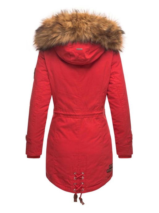 Marikoo Damen Winterjacke mit abnehmbarem Kunstfellkragen & Taillenzug - Image 3