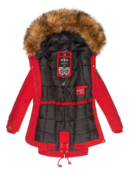 Marikoo Damen Winterjacke mit abnehmbarem Kunstfellkragen & Taillenzug - Image 4