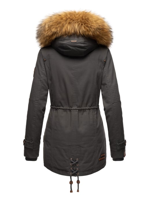 Marikoo Damen Winterjacke mit abnehmbarem Kunstfellkragen & Taillenzug - Image 5