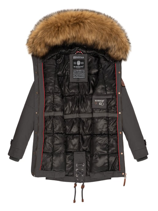 Marikoo Damen Winterjacke mit abnehmbarem Kunstfellkragen & Taillenzug - Image 6