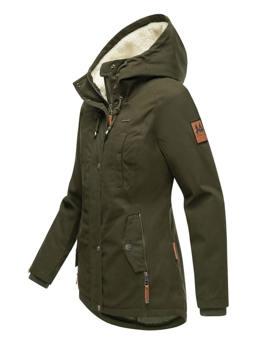 Marikoo Damen Winterjacke mit Teddyfell-Innenfutter & Kapuze - Image 3