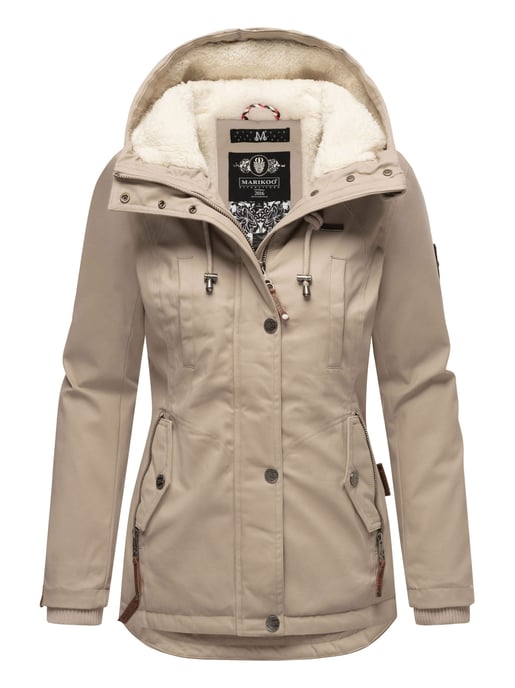 Marikoo Damen Winterjacke mit Teddyfell-Innenfutter & Kapuze - Image 1