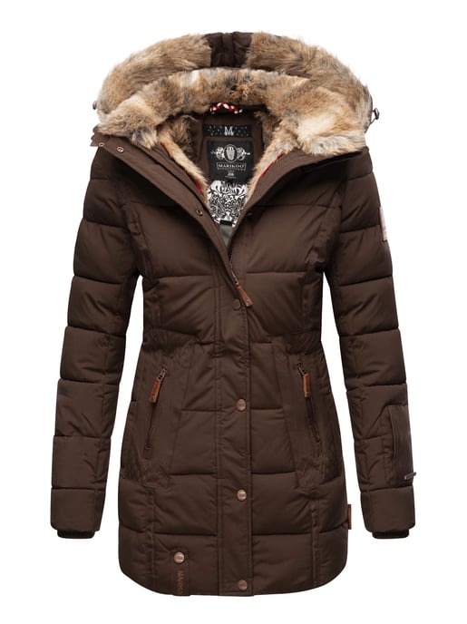 Marikoo Damen Winterjacke mit Kapuze & Kunstfell-Innenfutter - Image 1
