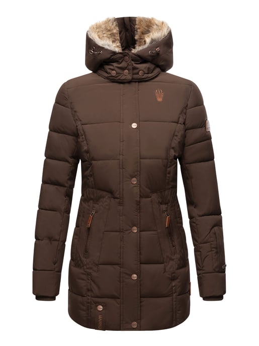Marikoo Damen Winterjacke mit Kapuze & Kunstfell-Innenfutter - Image 2