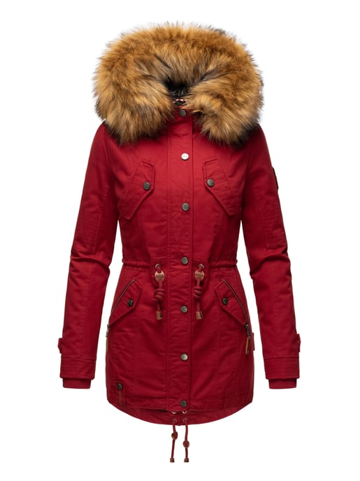 Marikoo Damen Winterjacke mit abnehmbarem Kunstfellkragen & Taillenzug - Image 2