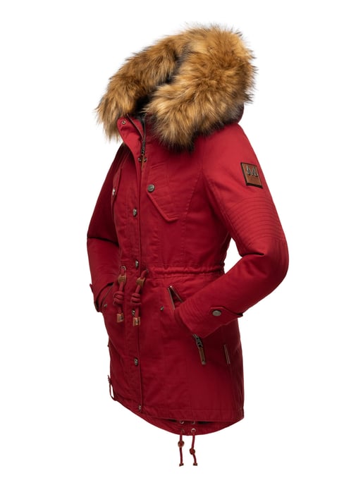 Marikoo Damen Winterjacke mit abnehmbarem Kunstfellkragen & Taillenzug - Image 4