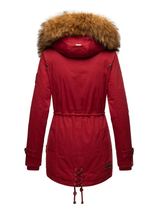 Marikoo Damen Winterjacke mit abnehmbarem Kunstfellkragen & Taillenzug - Image 5
