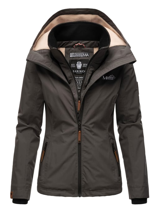 Marikoo Damen Übergangsjacke Erdbeere mit Doppelkragen & Fleece-Innenfutter - Image 1