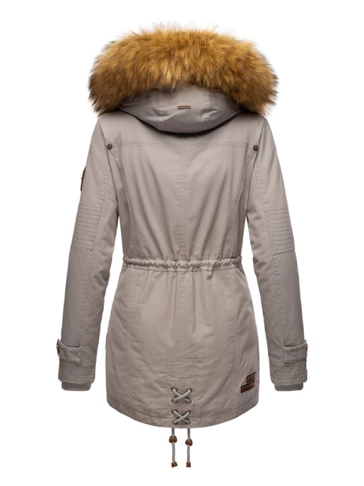 Marikoo Damen Winterjacke mit abnehmbarem Kunstfellkragen & Taillenzug - Image 5