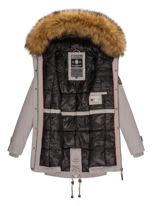 Marikoo Damen Winterjacke mit abnehmbarem Kunstfellkragen & Taillenzug - Image 6