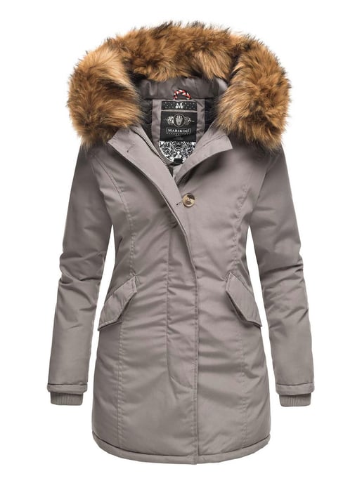Marikoo Damen Winter Parka mit abnehmbarem Kunstfellkragen & Kapuze - Image 1
