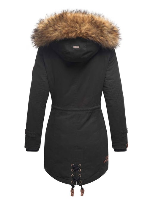 Marikoo Damen Winterjacke mit abnehmbarem Kunstfellkragen & Taillenzug - Image 3