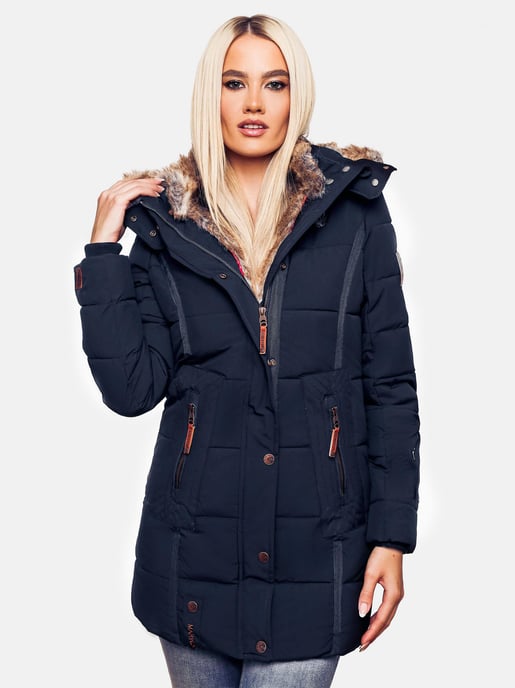 Marikoo Damen Winterjacke mit Kapuze & Kunstfell-Innenfutter - Image 2