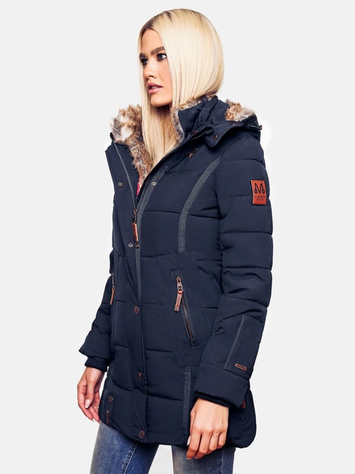 Marikoo Damen Winterjacke mit Kapuze & Kunstfell-Innenfutter - Image 4