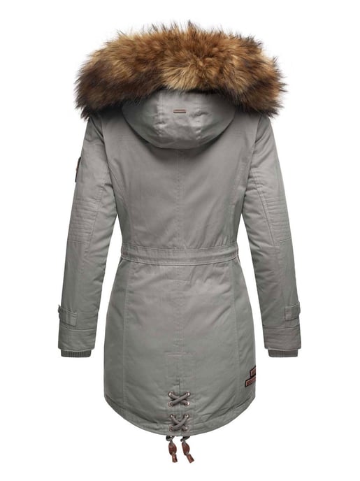 Marikoo Damen Winterjacke mit abnehmbarem Kunstfellkragen & Taillenzug - Image 3
