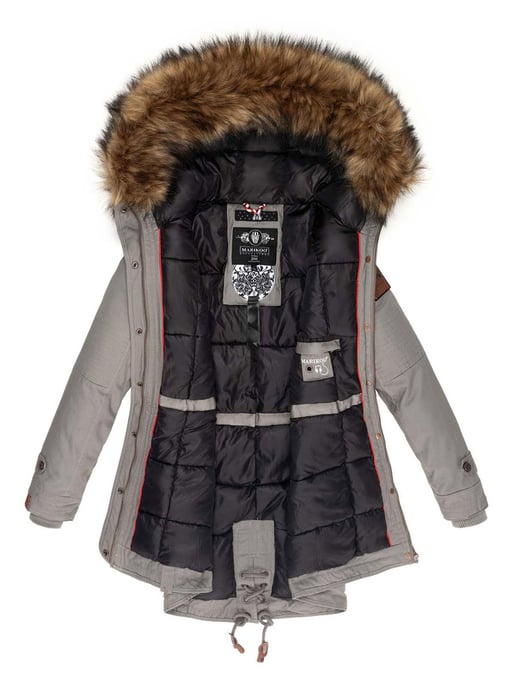 Marikoo Damen Winterjacke mit abnehmbarem Kunstfellkragen & Taillenzug - Image 4