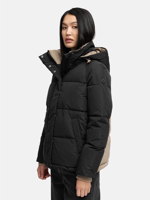 Marikoo Damen Steppjacke Omariaa mit Colorblocking & abnehmbarer Kapuze - Image 6