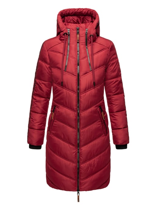 Marikoo Damen Winter Steppjacke – Armasa, lang mit Kapuze & Teddyfell - Image 2