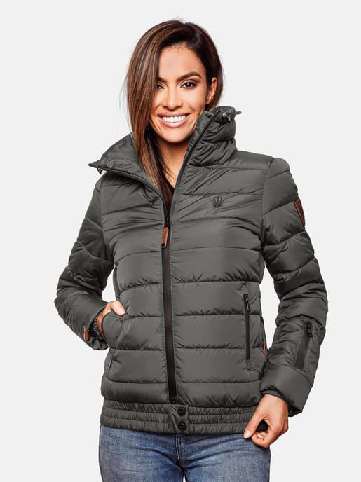 Marikoo Damen Steppjacke Poisen mit hohem Kragen & Teddyfleece-Taschen - Image 3