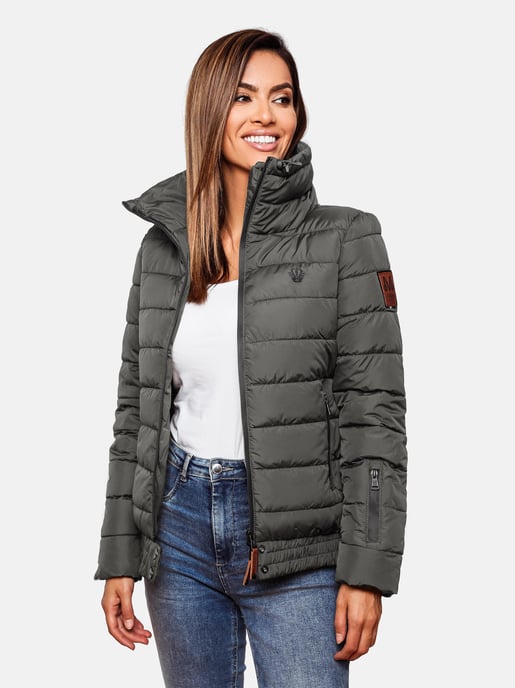 Marikoo Damen Steppjacke Poisen mit hohem Kragen & Teddyfleece-Taschen - Image 4