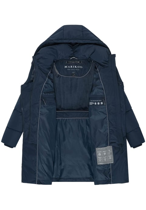 Marikoo Damen Steppmantel Virenaa mit Layer-Look & warmem Fleecefutter - Image 4