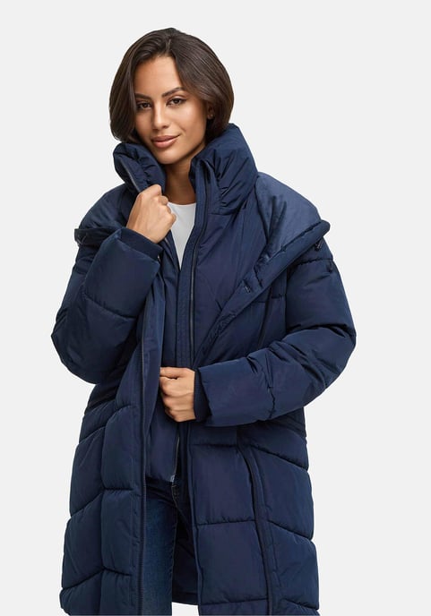 Marikoo Damen Steppmantel Virenaa mit Layer-Look & warmem Fleecefutter - Image 6