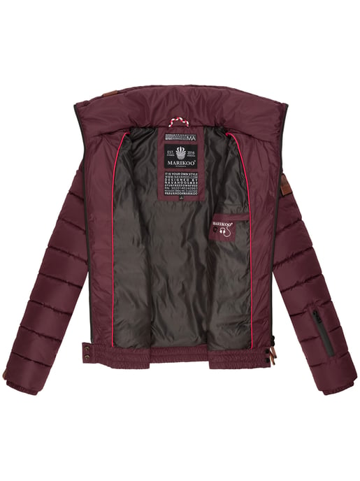 Marikoo Damen Steppjacke Poisen mit hohem Kragen & Teddyfleece-Taschen - Image 5