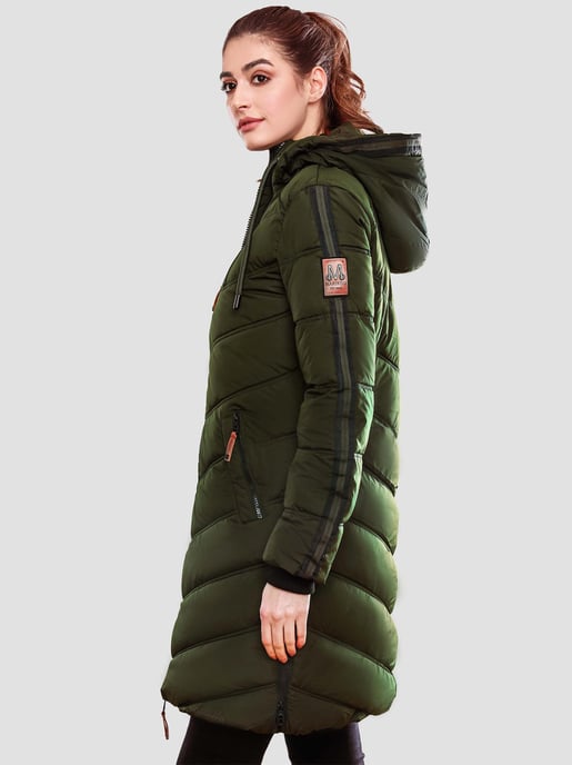 Marikoo Damen Winter Steppjacke – Armasa, lang mit Kapuze & Teddyfell - Image 4