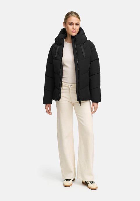 Marikoo Damen Wintersteppjacke Kwamee mit Kapuze & Zwei-Wege-Reißverschluss - Image 5