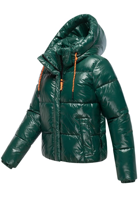 Marikoo Damen Winter Steppjacke Skyraa mit Kapuze & glänzendem Design - Image 3