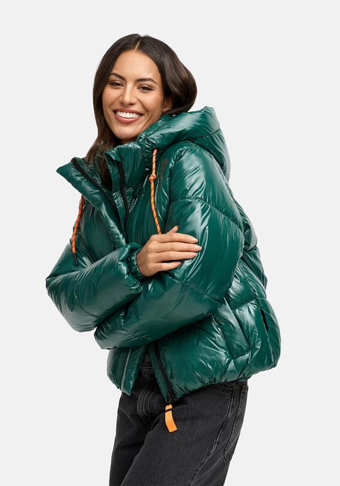Marikoo Damen Winter Steppjacke Skyraa mit Kapuze & glänzendem Design - Image 5