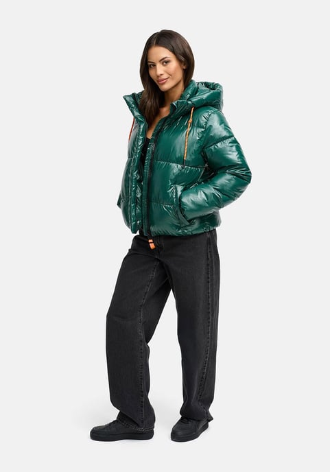 Marikoo Damen Winter Steppjacke Skyraa mit Kapuze & glänzendem Design - Image 6