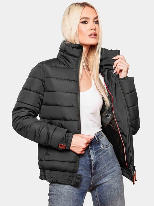 Marikoo Damen Steppjacke Poisen mit hohem Kragen & Teddyfleece-Taschen - Image 5