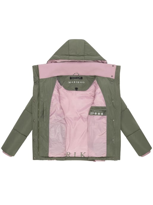 Marikoo Damen Steppjacke Omariaa mit Colorblocking & abnehmbarer Kapuze - Image 4