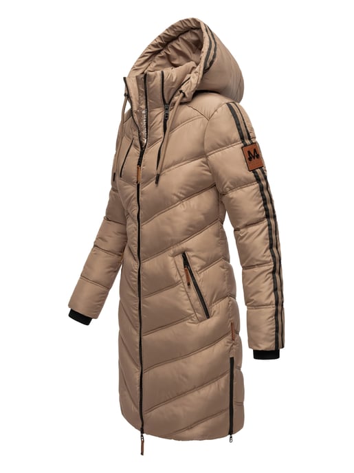 Marikoo Damen Winter Steppjacke – Armasa, lang mit Kapuze & Teddyfell - Image 3