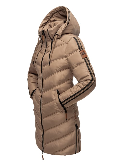 Marikoo Damen Winter Steppjacke – Armasa, lang mit Kapuze & Teddyfell - Image 4
