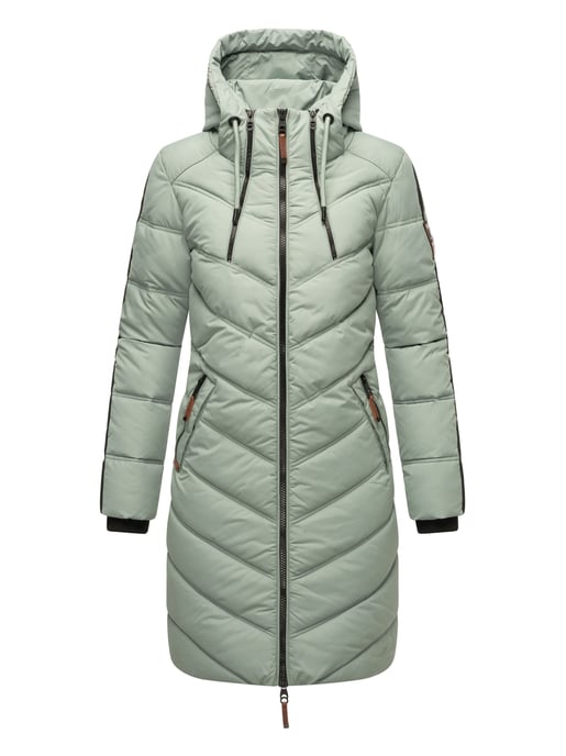 Marikoo Damen Winter Steppjacke – Armasa, lang mit Kapuze & Teddyfell - Image 2