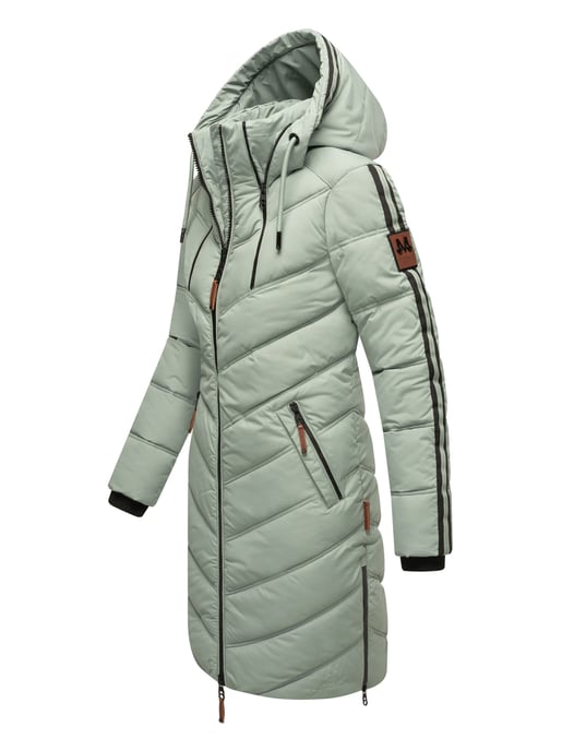 Marikoo Damen Winter Steppjacke – Armasa, lang mit Kapuze & Teddyfell - Image 3