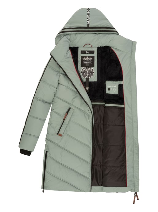 Marikoo Damen Winter Steppjacke – Armasa, lang mit Kapuze & Teddyfell - Image 5