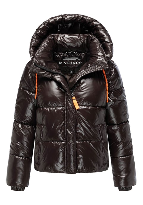 Marikoo Damen Winter Steppjacke Skyraa mit Kapuze & glänzendem Design - Image 1