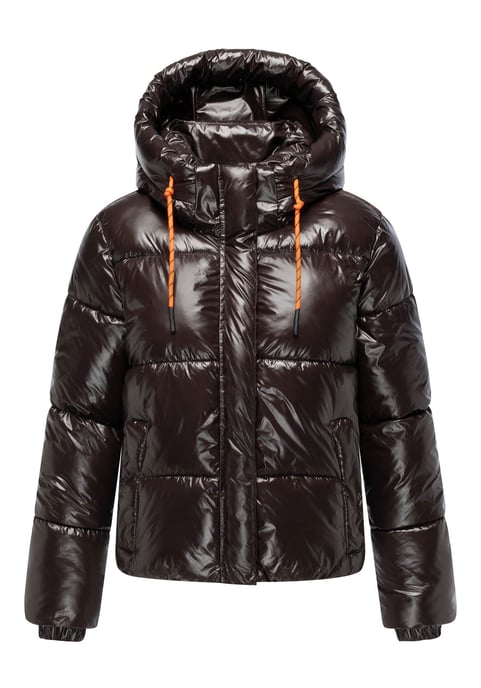 Marikoo Damen Winter Steppjacke Skyraa mit Kapuze & glänzendem Design - Image 2