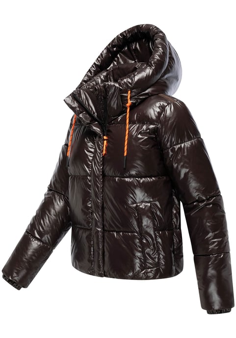 Marikoo Damen Winter Steppjacke Skyraa mit Kapuze & glänzendem Design - Image 3
