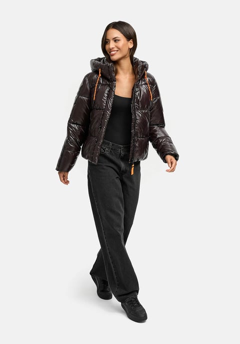 Marikoo Damen Winter Steppjacke Skyraa mit Kapuze & glänzendem Design - Image 5